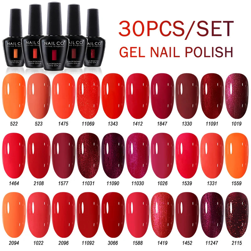 NAILCO 15ml Gel Nail Polish Set 30pcs/Lot Gel Polish Nail Soak Off UV LED Semi-Permanent Varnishes Nail Art Salon Free Shipping