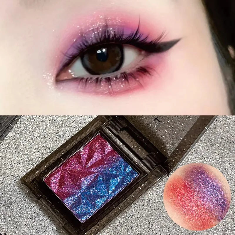 Chameleon Gradient Eyeshadow Palette Glitter Smokey Silver Blue Highlighter Metallic Pearlescent Eyes Makeup Lasting Brightening
