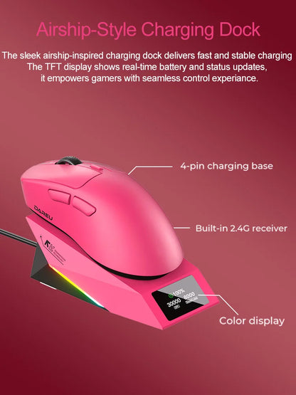 DAREU Wireless Gaming Mouse 8khz Polling Rate AIM-750 (3950) 30000 DPI Tri-mode Mouse Gamer 60g with Charging Base
