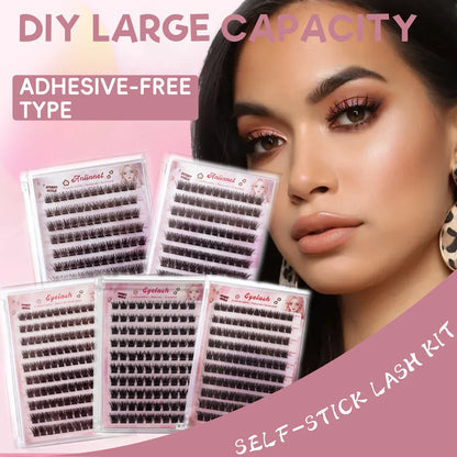 10 rows, 120 clusters of natural eyelashes, glue free eyelashes, self-adhesive false eyelashes,  makeup, eyelash extension