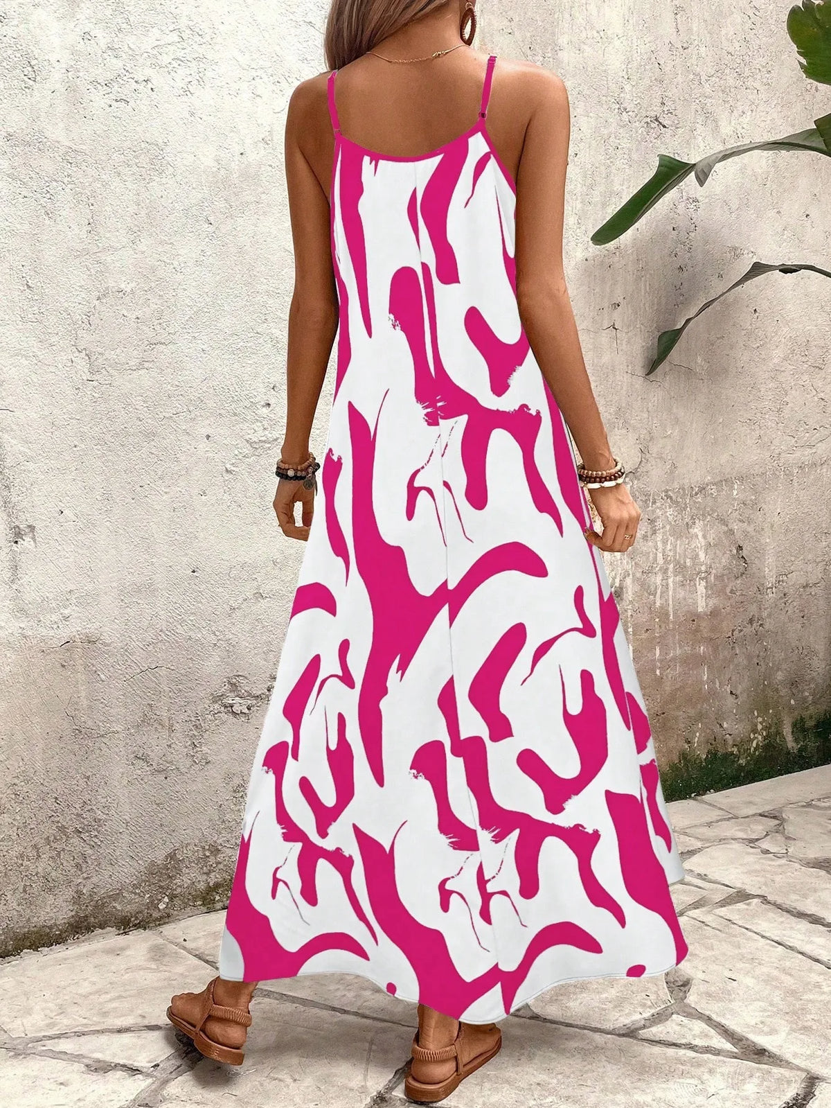 Summer 2026 Women's Fashion Slim Fit Floral Print V-Neck Loose Holiday Style Dress Knitted Fabric A- Line Skirt Casual Wear