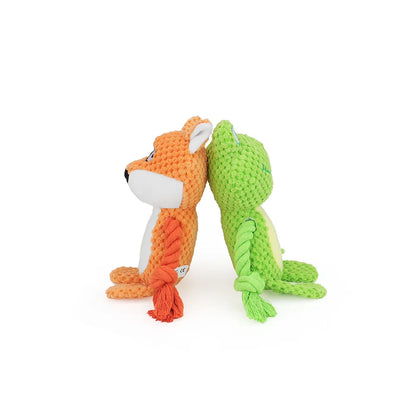 Cute Animal Rope Dog Toy Cute Plush Puppy Chew Pet Squeak Knot Toy Cartoon Rabbit Monkey