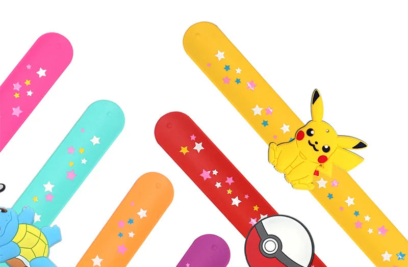 Pokemon Slap Bracelet Kids Pikachu Birthday Decoration PVC Anime Wristband Child Slap Band Puzzle Toy Boys Girls Birthday Party