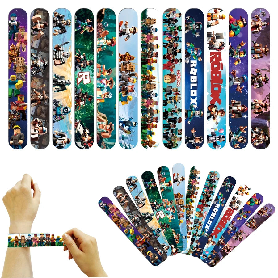 Hot Roblox Party Favors Gifts Slap Bracelets Stickers Goodie Bag Fillers Supplies Children's Birthday Souvenirs Decoration Toys