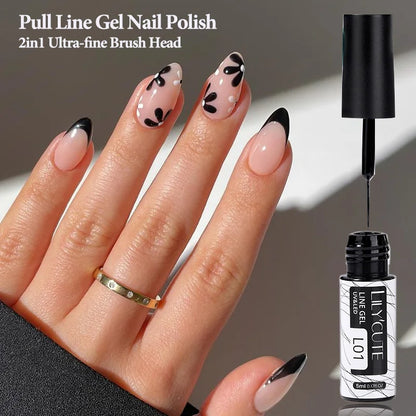 LILYCUTE 5ml Super Bright Silver Metallic Painting Liner Gel Nail Polish Drawing Stripe Graffiti Mirror Pull Line UV Gel Varnish