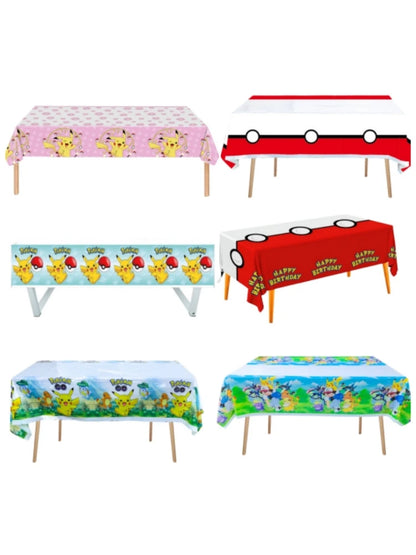 Pokemon Tablecloth Birthday Party Decorations Baby Shower Disposable Tableware Pikachu Table Cover Kids Favors Party Supplies