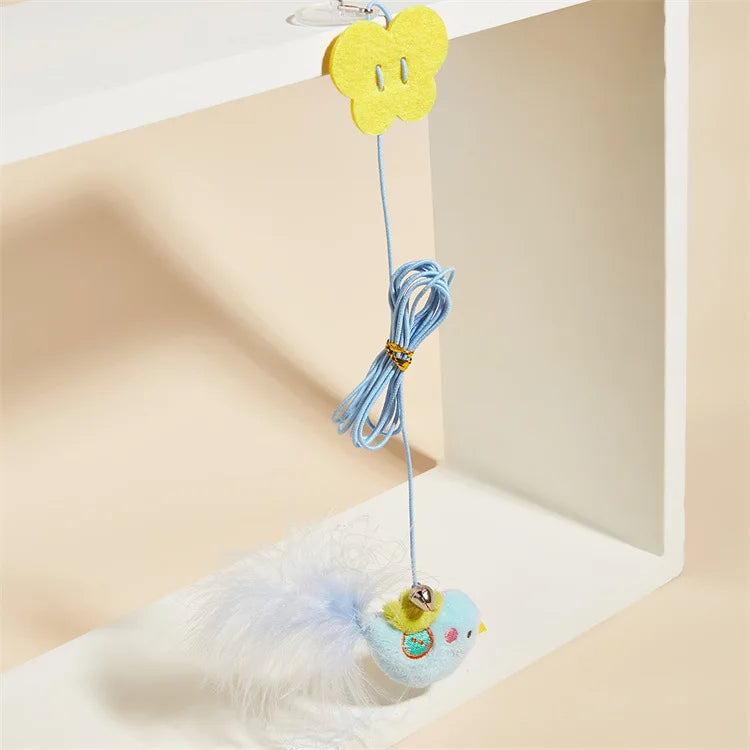 Swinging On The Swing Hanging The Door Cat Teaser Stick Elastic Rope Extendable Cat Toy