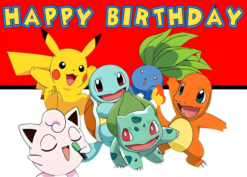 Cartoon Cute Kid Birthday Party Decorations Backdrop Pikachu Theme Photography Background Baby Shower Banner Photo Booth Props