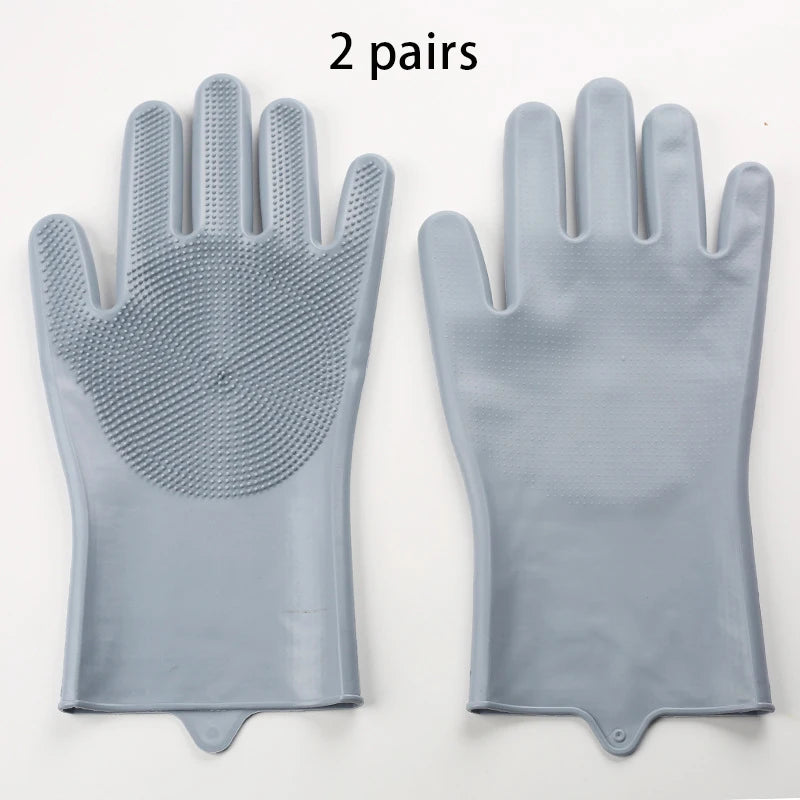 2-Piece Silicone Pet Grooming Gloves: 3-in-1 Bathing, Deshedding & Massage Set