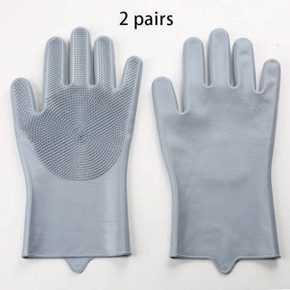 2-Piece Silicone Pet Grooming Gloves: 3-in-1 Bathing, Deshedding & Massage Set