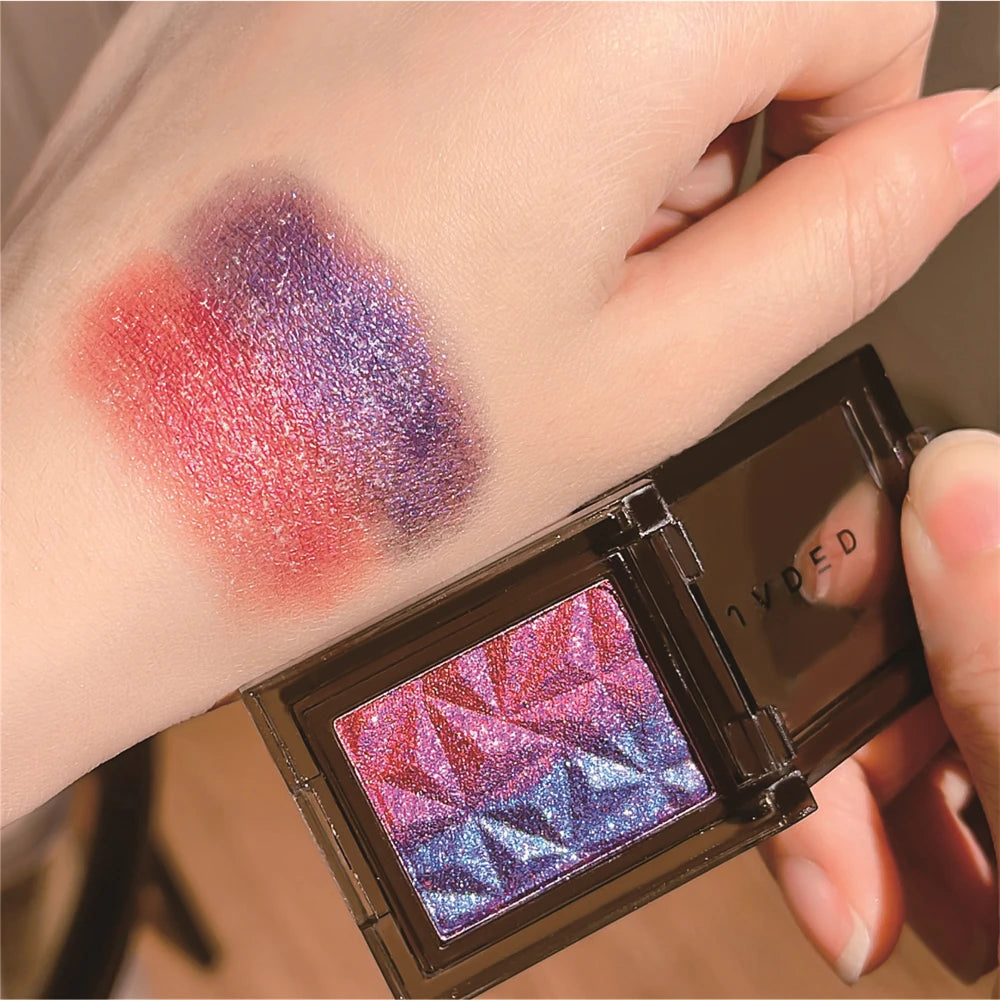 Chameleon Gradient Eyeshadow Palette Glitter Smokey Silver Blue Highlighter Metallic Pearlescent Eyes Makeup Lasting Brightening