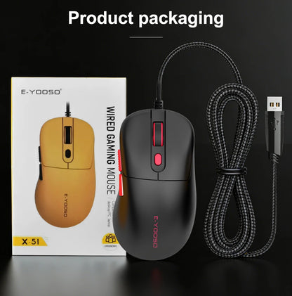 E-YOOSO X-51 USB Wired Gaming Mouse 24000 DPI 6 buttons programmable game Optical mice for Computer PC Laptop