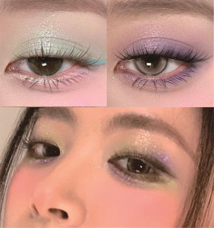 Chameleon Gradient Eyeshadow Palette Glitter Smokey Silver Blue Highlighter Metallic Pearlescent Eyes Makeup Lasting Brightening