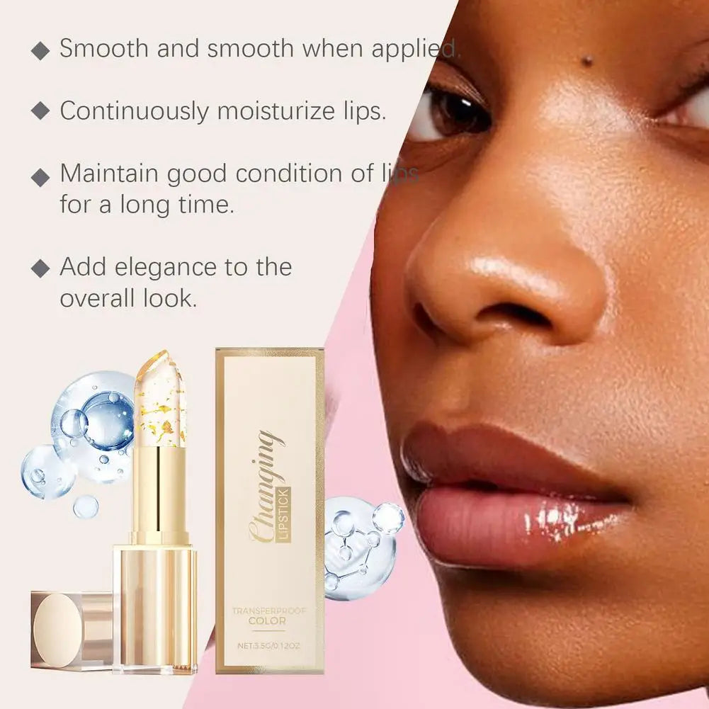 Gold Foil Temperature Color Changing Lipstick: Hydrating Lip Repair & Glossy Shine