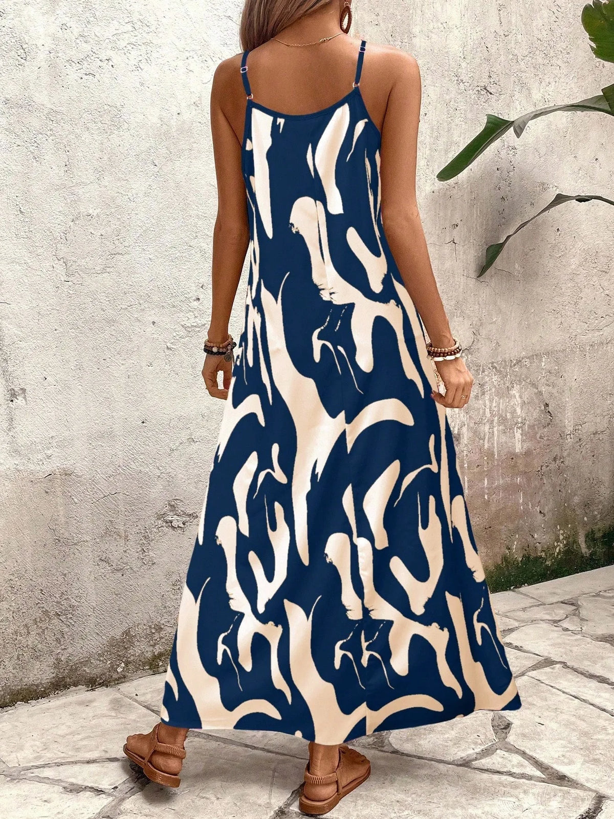 Summer 2026 Women's Fashion Slim Fit Floral Print V-Neck Loose Holiday Style Dress Knitted Fabric A- Line Skirt Casual Wear