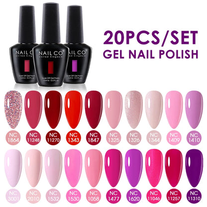 NAILCO 15ml 30/20/10pcs/Set UV Gel Nail Polish Semi Permanent Esmalte Vernis LED Gel Varnish Soak Off Nail Art All For Manicure