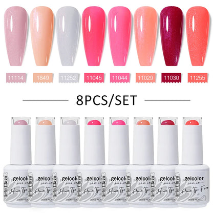Arte Clavo 8Pcs/Set Gel Nail Polish Set 15ml Colorful Semi Permanent For Manicure Varnish Soak Off UV LED Nail Art Gel Kits