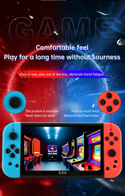 Coopreme X80 Portable Game Console 7-inch HD Large Screen Arcade PS1 Emulator Multi-function Nostalgia Classic PSP Handheld Game