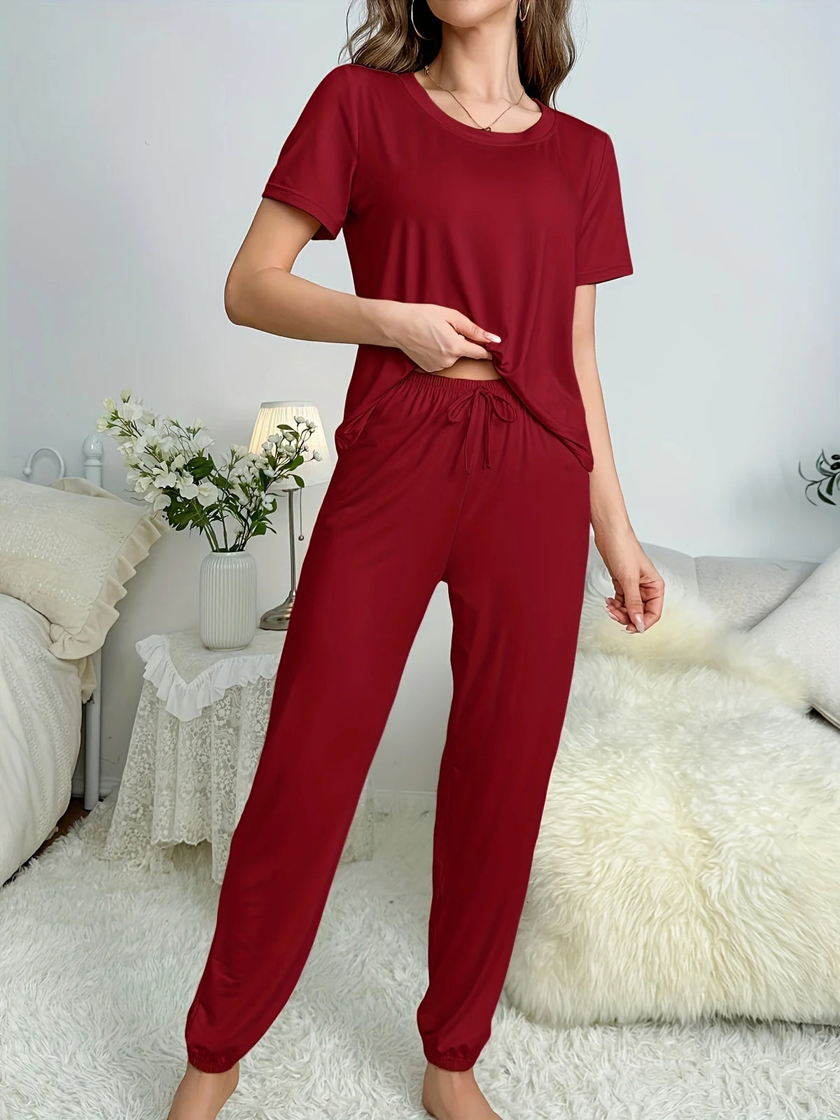 Women's Loungewear Set 2 PCS Pajamas Sleepwear Homewear Soft Comfortable Lounge Set Casual Outfit Can Be Worn Outside Streetwear