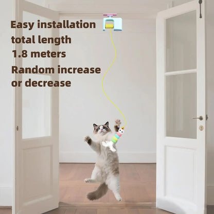Hanging door-style cat toy self-play boredom relief toy swing hanging elastic feather bell teaser wand cat teasing toy