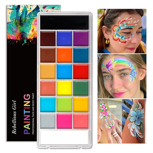 20 Colors Professional Face Paint Body Paint with Brush Water Based Face painting Makeup Safe Single Color For Adults Cosplay