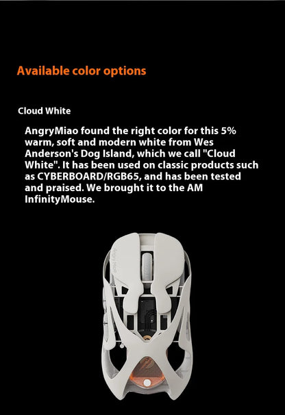 Angry Miao AM Infinity Mouse Tri Mode Wireless Mouse Paw3950 8000Hz Lightweight Hollow Out Magnalium Gaming Mice PC Accessories