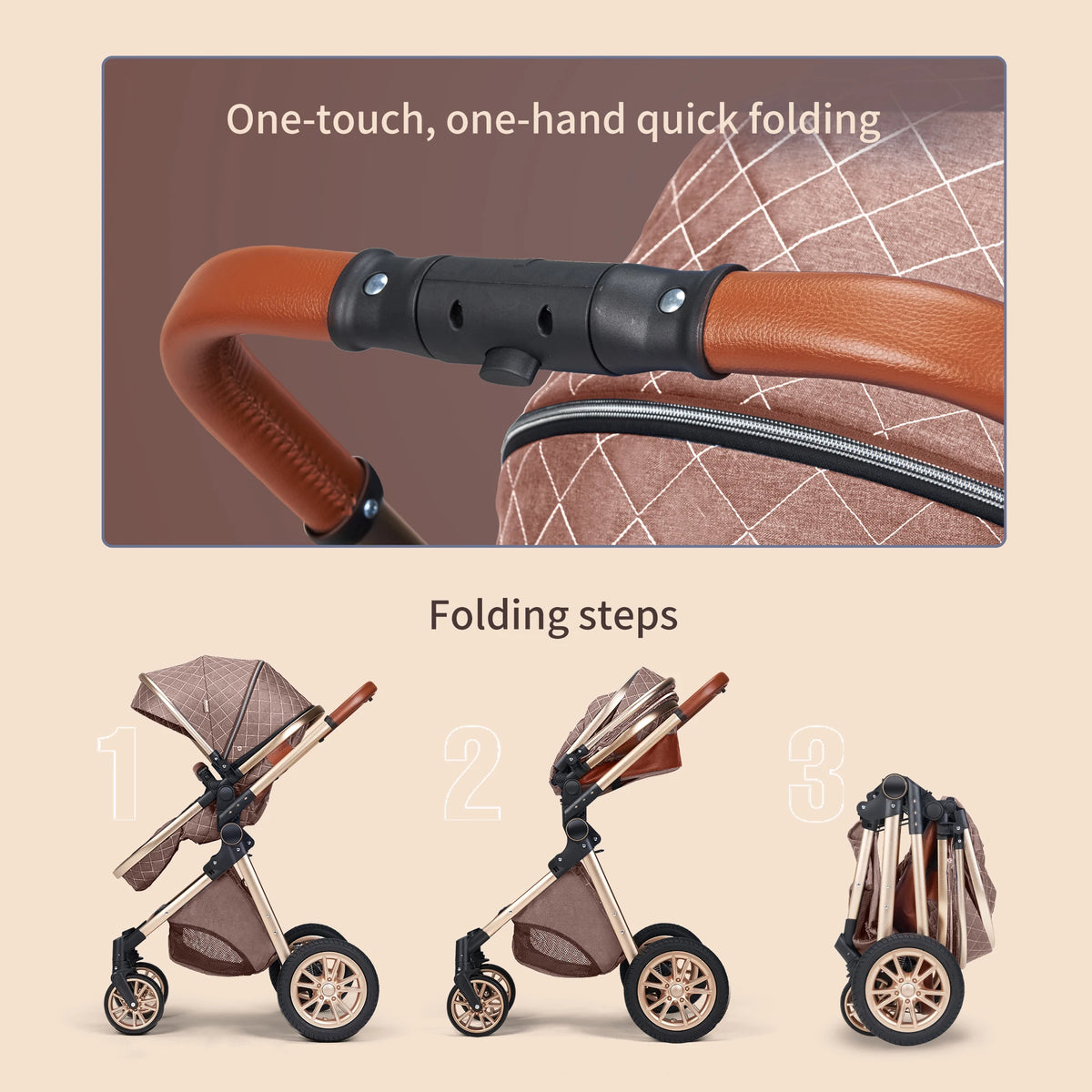 All-in-One Luxury Stroller: Versatile 3-in-1 High Landscape Pram with Reversible Seat Mode