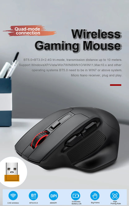 E-YOOSO X-31 Pro USB Gaming Large Mouse Support Bluetooth 2.4G Wireless PAW3212 4800 DPI for gamer Mice computer laptop PC