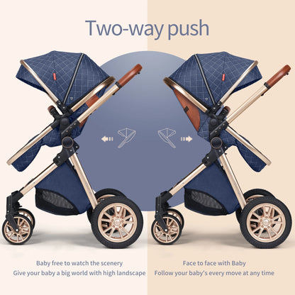 All-in-One Luxury Stroller: Versatile 3-in-1 High Landscape Pram with Reversible Seat Mode