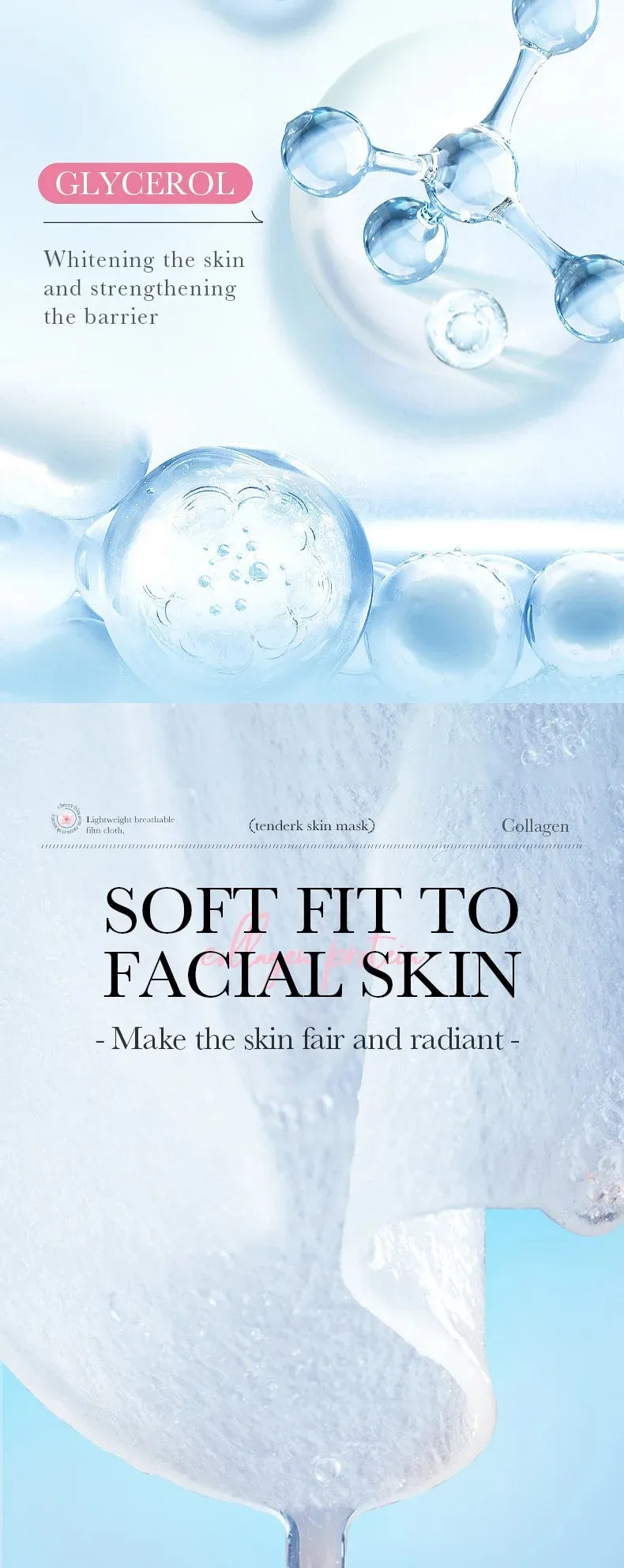 Sadoer Sakura Face Mask Facial Skincare Moisturizing Brightening Hydrating Firming Collagen Facial Masks Face Sheet Mask