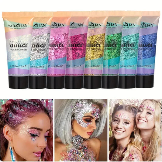 Mermaid Sequin Body Glitter Gel - Long-Lasting Shine for Carnival, Parties, Festival and Stage Performance - Great for Girls