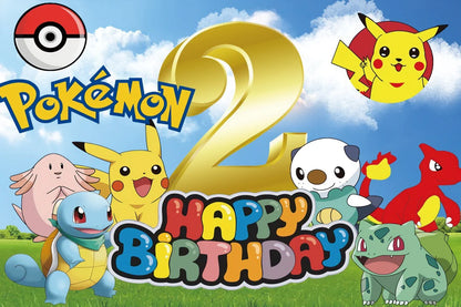 Cartoon Cute Kid Birthday Party Decorations Backdrop Pikachu Theme Photography Background Baby Shower Banner Photo Booth Props