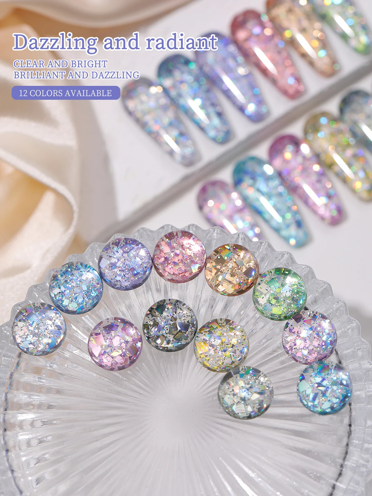 2025 new popular 12-color glittering diamond sequins nail gel, high saturation gloss long-lasting for nail art DIY
