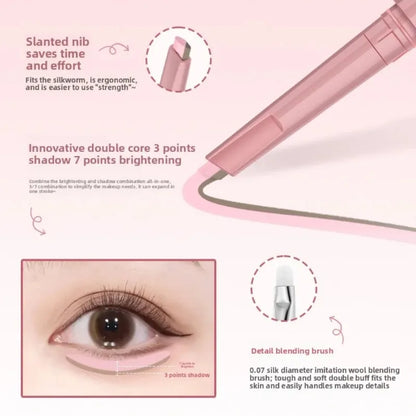 Brightening Aegyo Sal Pencil Waterproof Natural Dual-Color Lying Silkworm Under-Eye Highlighter Shadow Pen Contour Eye Makeup