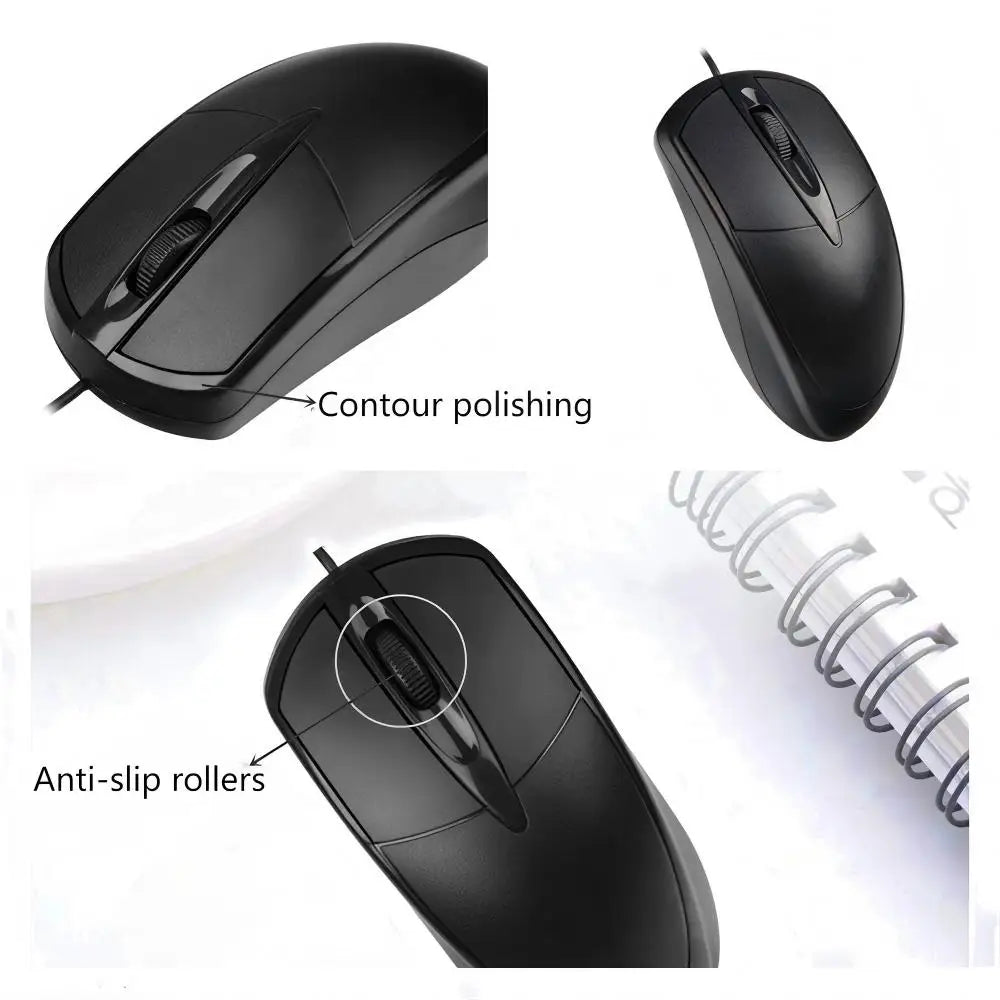 Optical USB Wired Computer Mouse for Gamers PC Laptop Office Home Versatile Use Mice with Ergonomic Design for Comfort