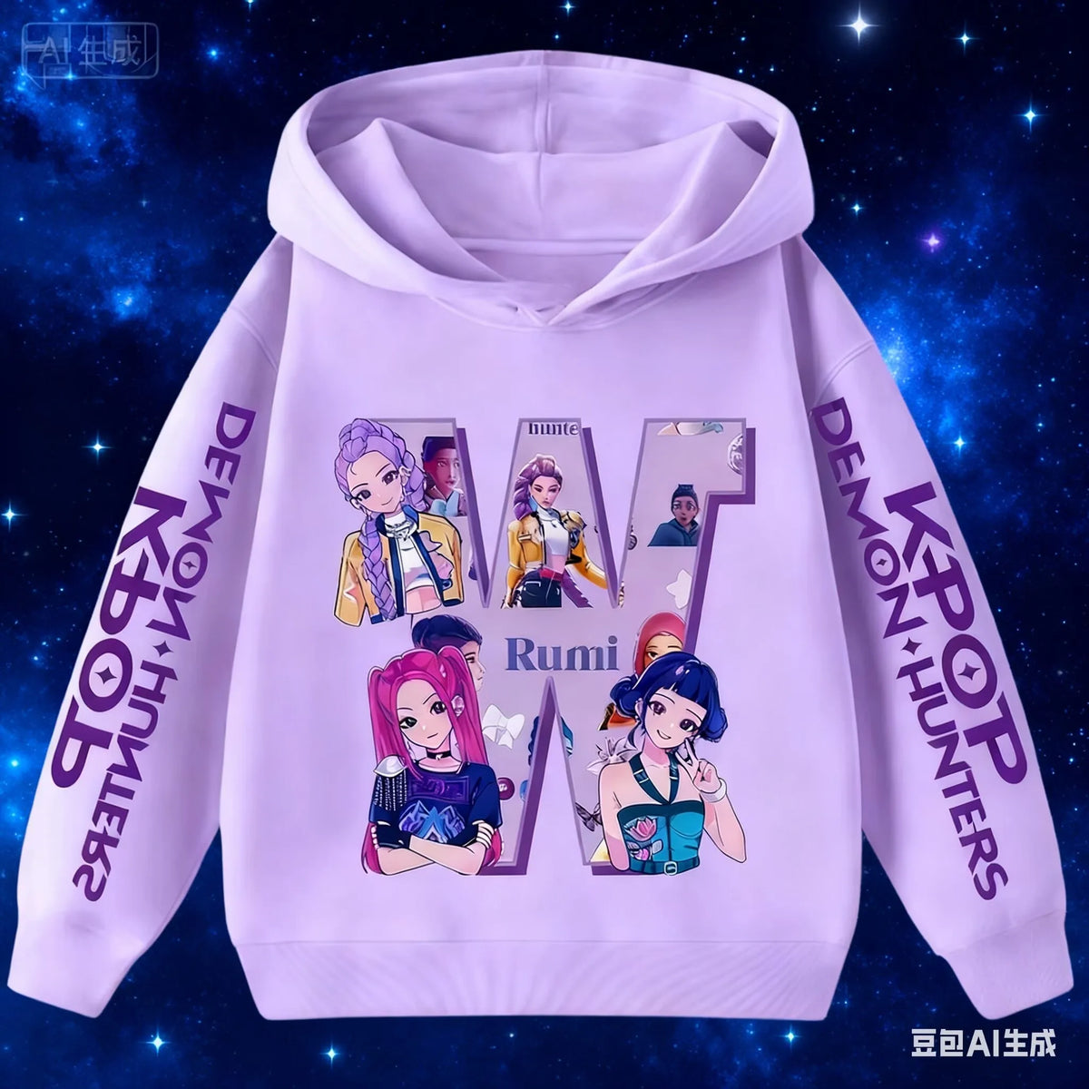 Hoodie for children with letters A-Z, Kpop Demon Hunters sportswear for girls, casual top for autumn and winter long sleeve