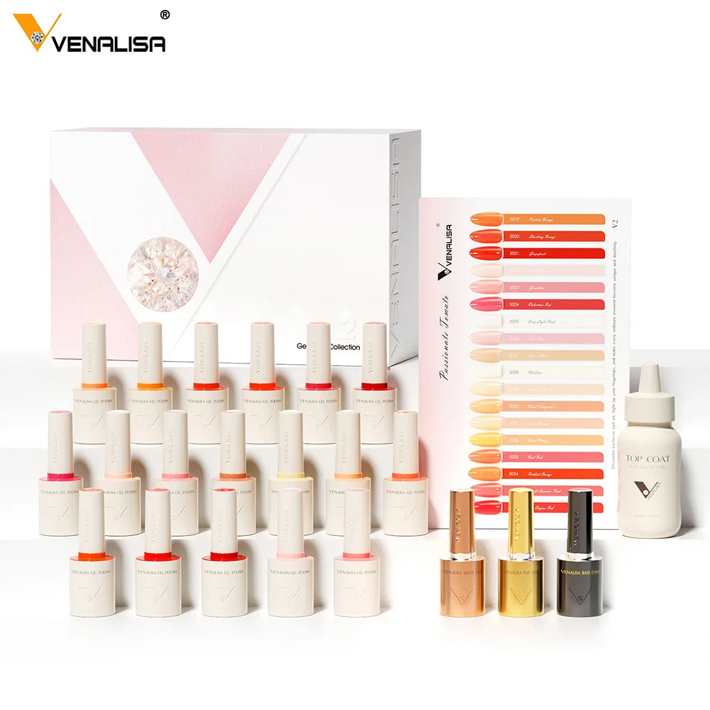 VIP5 VENALISA Gel Nail Polish Kit Hema Free Nude Pink Glitter Gorgeous Color Nail Manicure Soak off UV LED Nail Gel Varnish Set