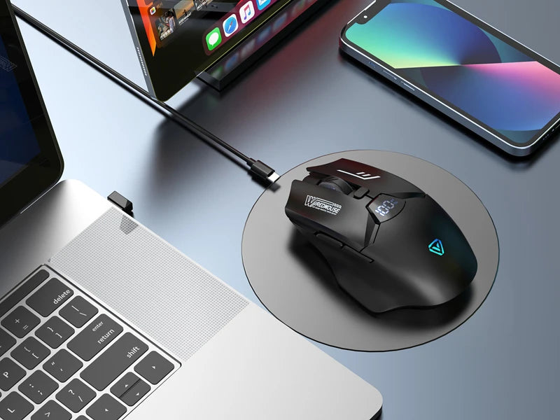Dual-Mode Wireless Bluetooth Mouse With Smart Screen Display Silent Charging Office Gaming Portable Tablet Universal Mouse
