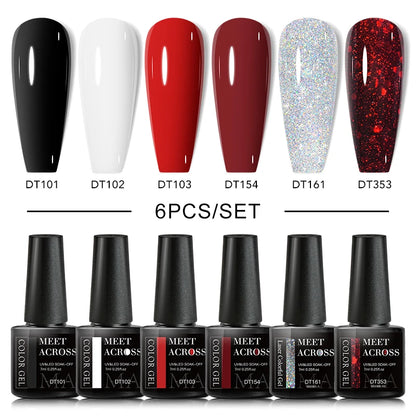 6Pcs Autumn Brown Color Gel Nail Polish Set Semi Permanent Varnishes Nail Art Design Hybrid Soak Off UV LED Gel Manicure Kit