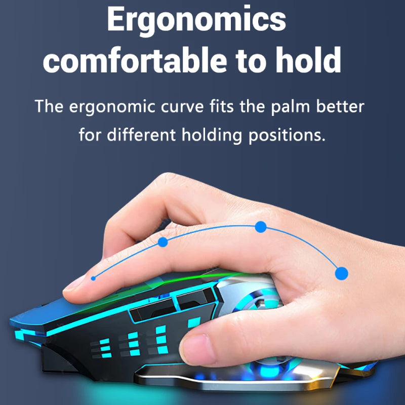 2.4G Wireless Mouse USB Bluetooth Mecha Gaming Mouse Rechargeable Silent Backlight Mice Ergonomic Office Mice Game Accessories