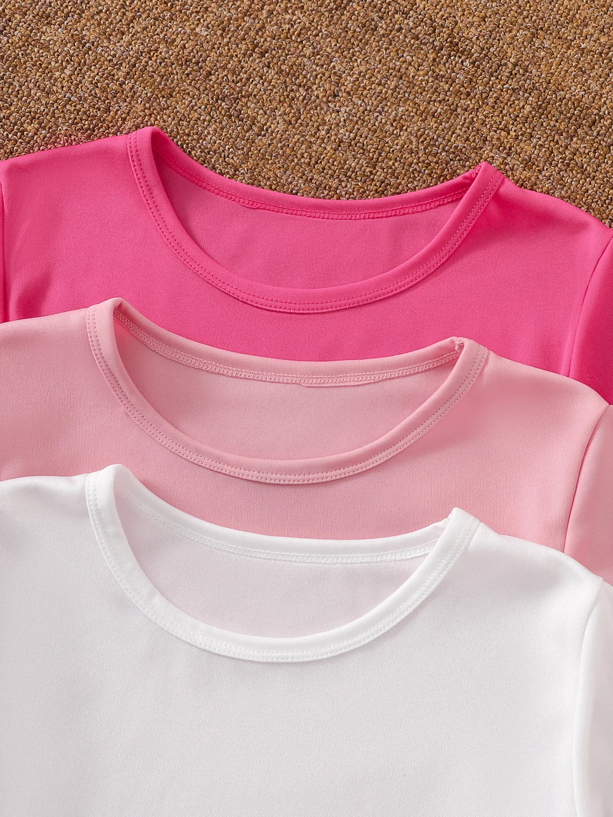 Girls' Essential 3-Pack 2-Piece Outfits: Solid Color Tee & Shorts Summer Loungewear Set