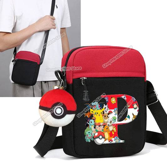Cute Pokemons Letter A-Z Chest Packs Anime Pikachus Boy Girl Daily Travel Phone Pouch Shoulder Bag Outdoor Sport Crossbody