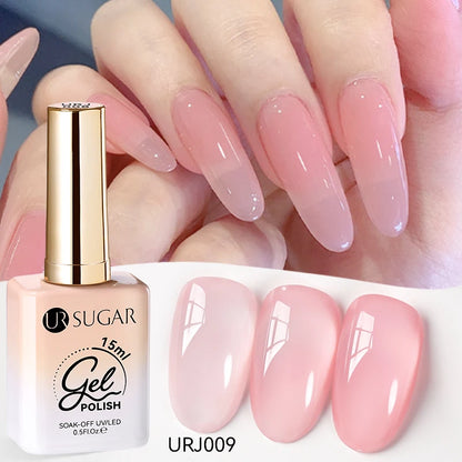 UR SUGAR 15ml Jelly Milky White Translucent Color Gel Polish Semi Permanent UV Gel Nail Art Soak Off Gel Varnish Latest Fashion