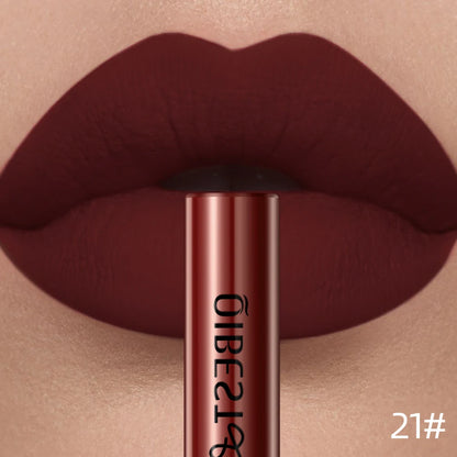 QIBEST Matte Liquid Lipstick Waterproof Long Lasting Velvet Lip Gloss Tint Tube Matte Nude Pigment Red Lipgloss Lips Makeup