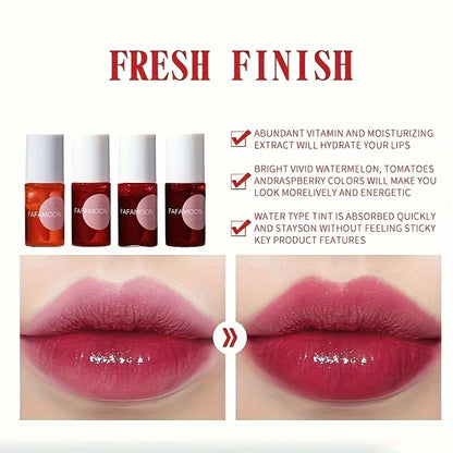 Fruity Lip Tint Water Gloss Tint, Moisturizing Waterproof Liquid Lipstick, Non-Stick, High Pigment, Long-Lasting Vibrant Colors