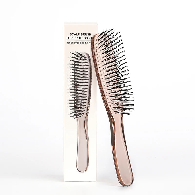 Japanese Premium Head Massager Scalp Brush Hair Massager Shampoo Brush Wet Plastic Detangling Brush Hair Cleaning Comb Rose Gold