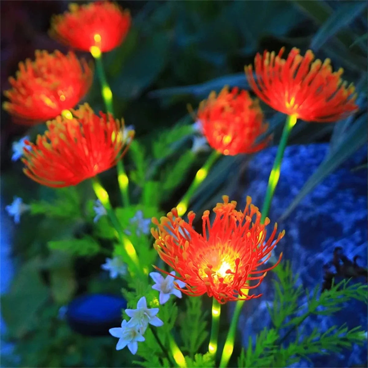 2PC solar powered shore flower ground plug-in lamp, outdoor waterproof, beautiful flower decoration, 1PCourtyard lawn decoration