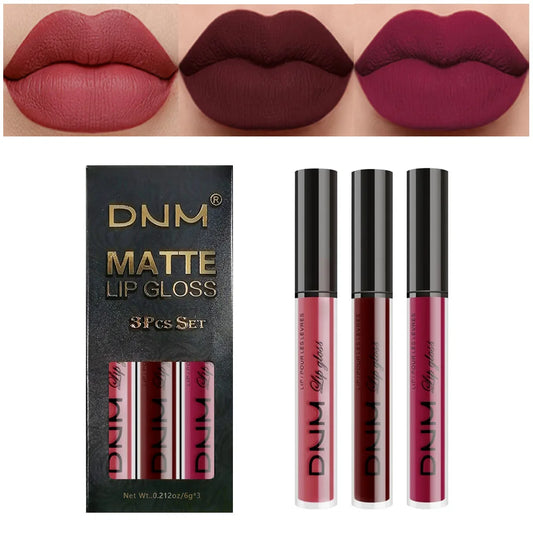 3pcs/set Liquid Lipsticks Waterproof Long Lasting Cosmetic Red Blue Purple Matte Lip Gloss Nude Lip Tint Stain Makeup