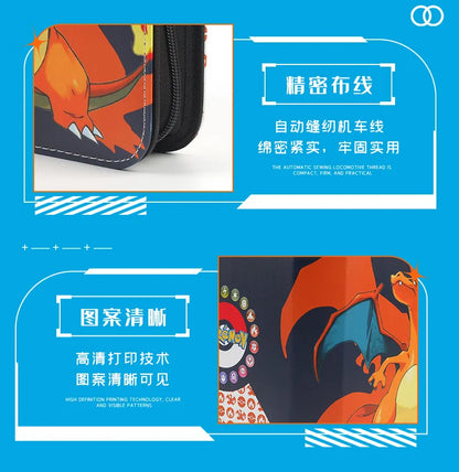 Pokemon Card Anime Figure Card Storage Bag Photo Album Collect Album Loose Leaf Pu Zipper Game King Fans Pikachu Card Pack Toys