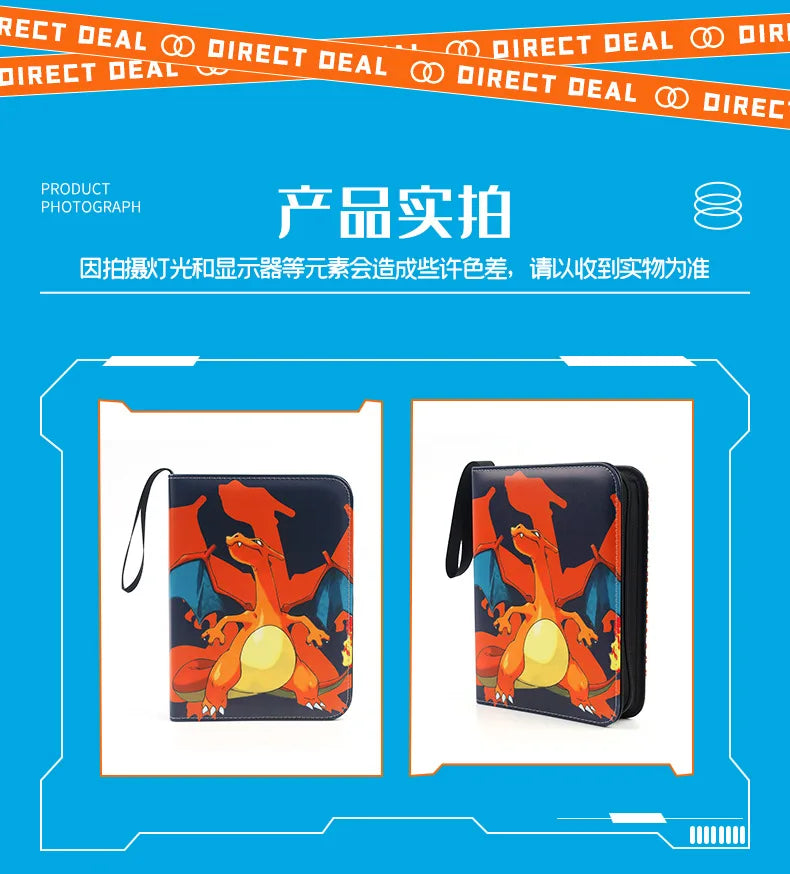 Pokemon Card Anime Figure Card Storage Bag Photo Album Collect Album Loose Leaf Pu Zipper Game King Fans Pikachu Card Pack Toys